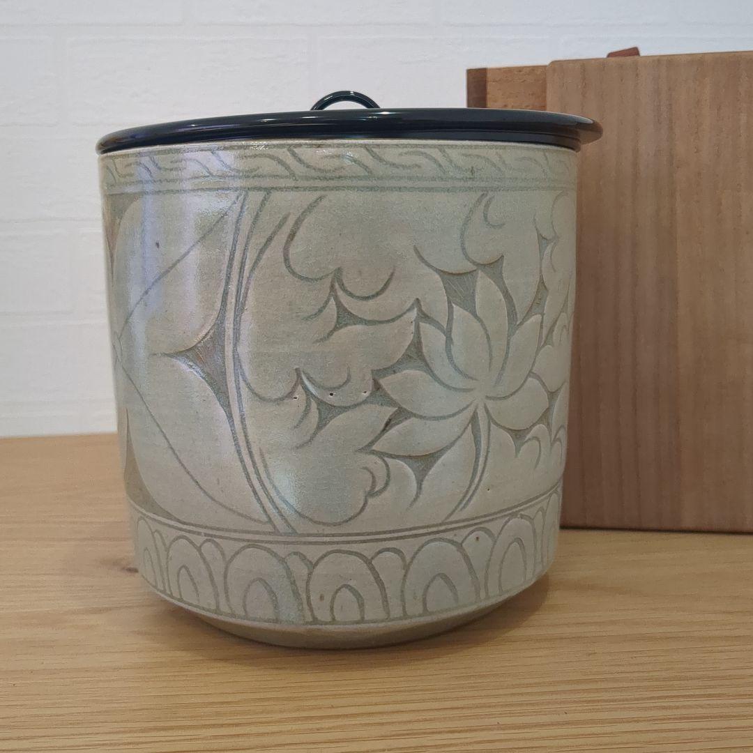 茶道具　水壷　広州窯　彫三嶋