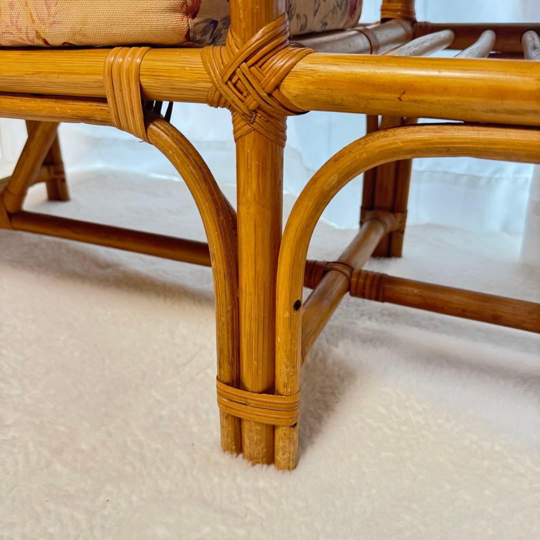 レア♡籐椅子 ラタンチェア サイドテーブル アンティーク レトロ クッション付