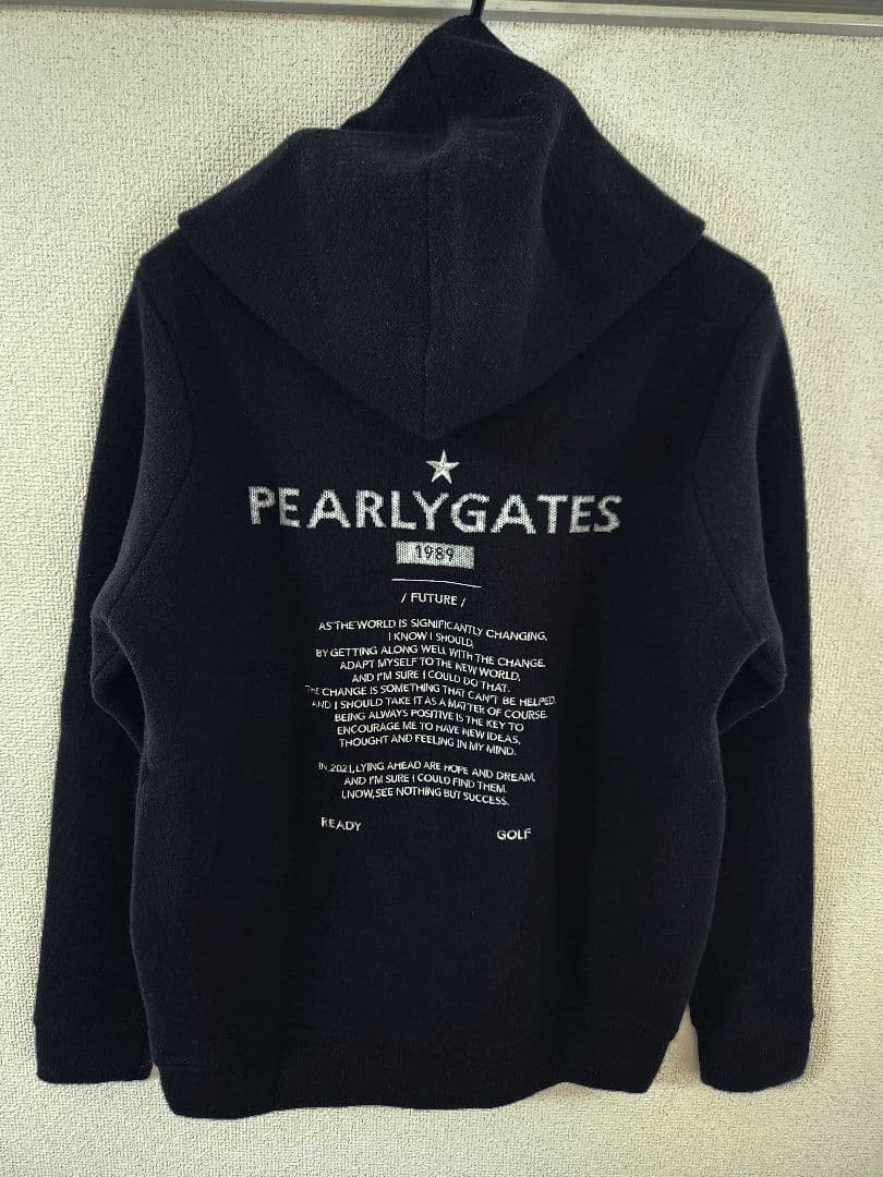 PEARLY GATES　パーリーゲイツ　背中ロゴ刺繍　肉厚ウールニットパーカー