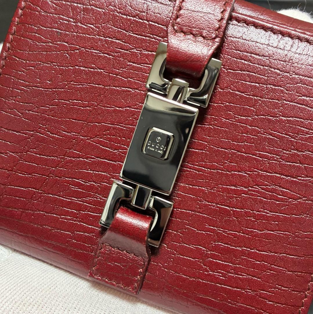 GUCCI グッチ 赤 レッド レザー 二つ折り財布 A1348A1