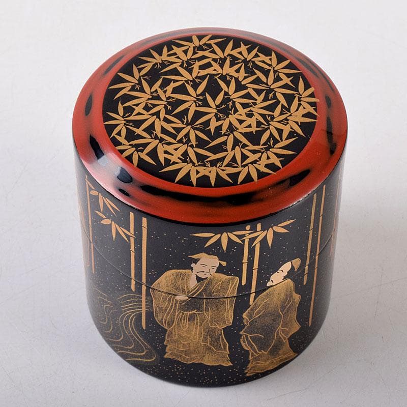 茶道具　吉田祥雲作　七賢人蒔絵　面根来塗　茶器　共箱　V　8157