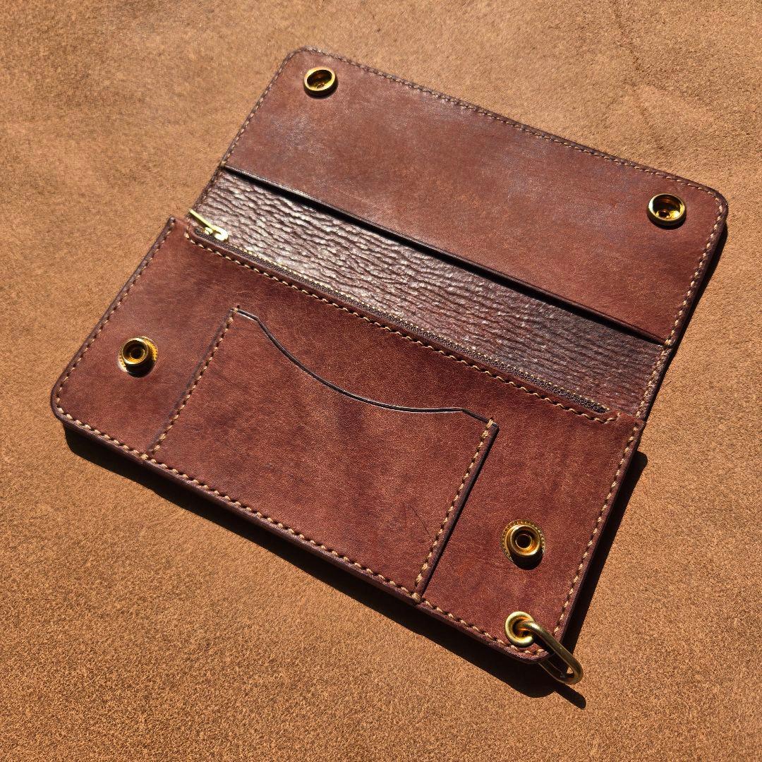 110ロング　トラッカーウォレット　イタリアンレザーMARGOT【ダークブラウン