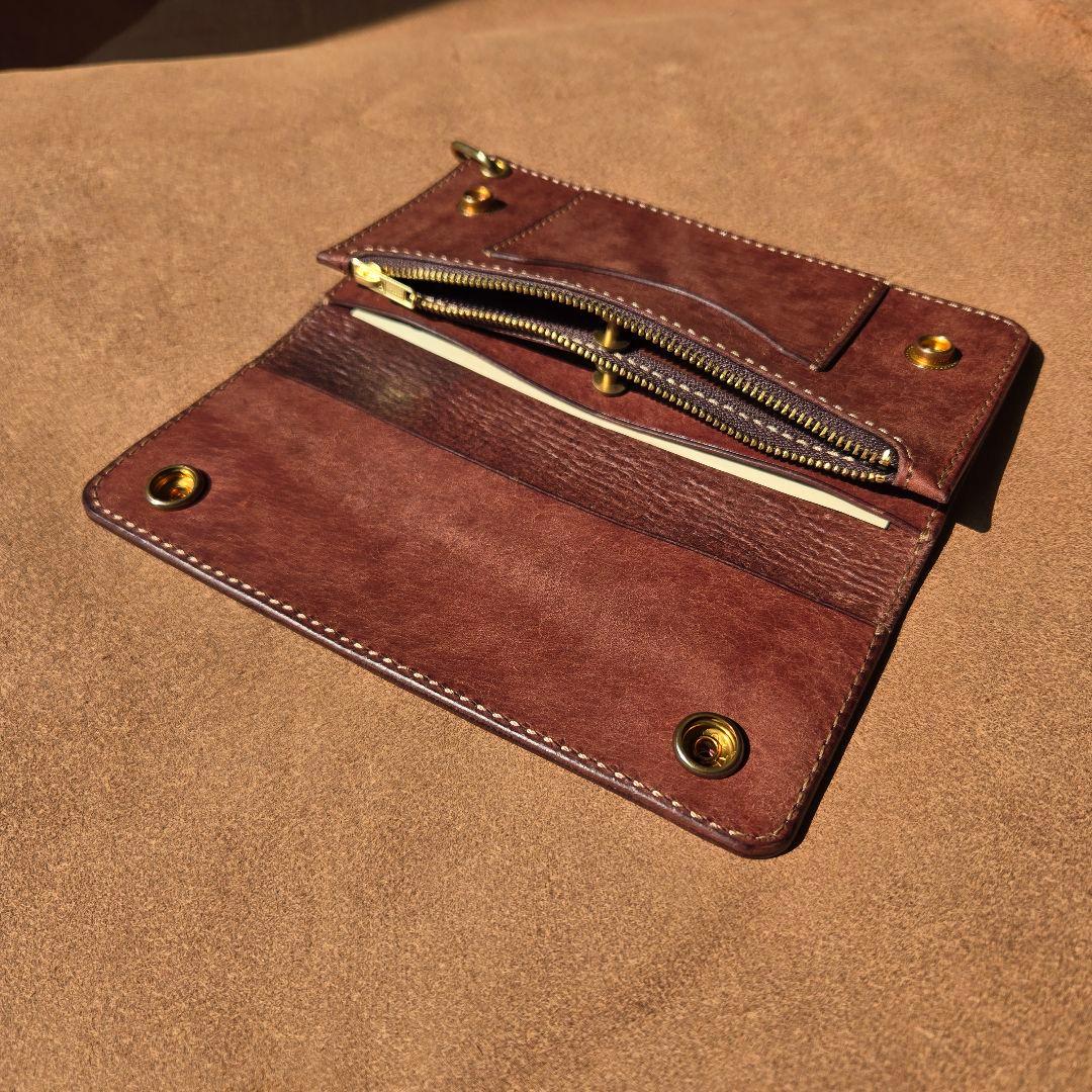 110ロング　トラッカーウォレット　イタリアンレザーMARGOT【ダークブラウン