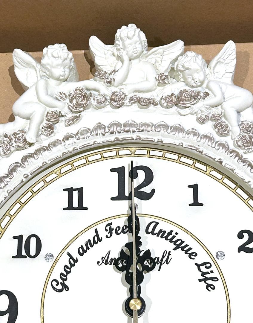 電波掛け時計 ゴールデンエンジェルラウンド振り子時計W