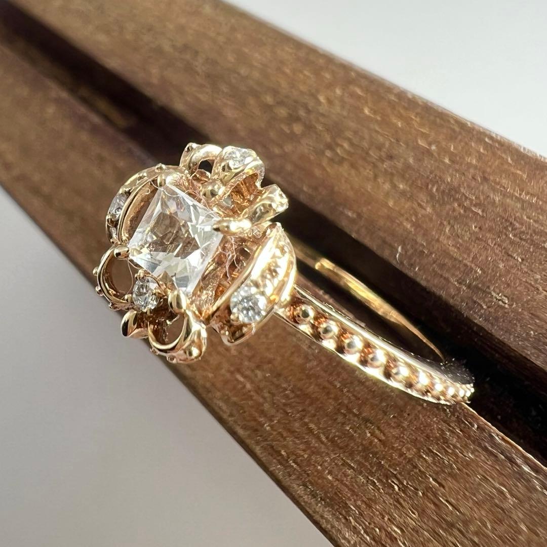 アガット　トパーズ　レース　ピンキーリング