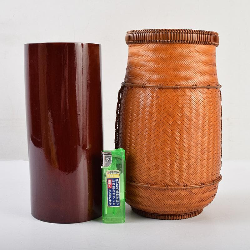 茶道具 江南市無形文化財 瀬邉功山作 綾網代編花入