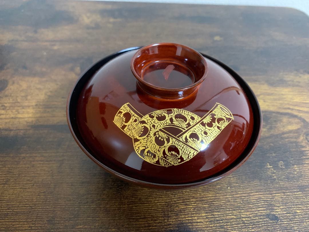 輪島塗　金彩　吸物椀10客　時代物　蓋付き椀　お椀　汁椀　椀　未使用品