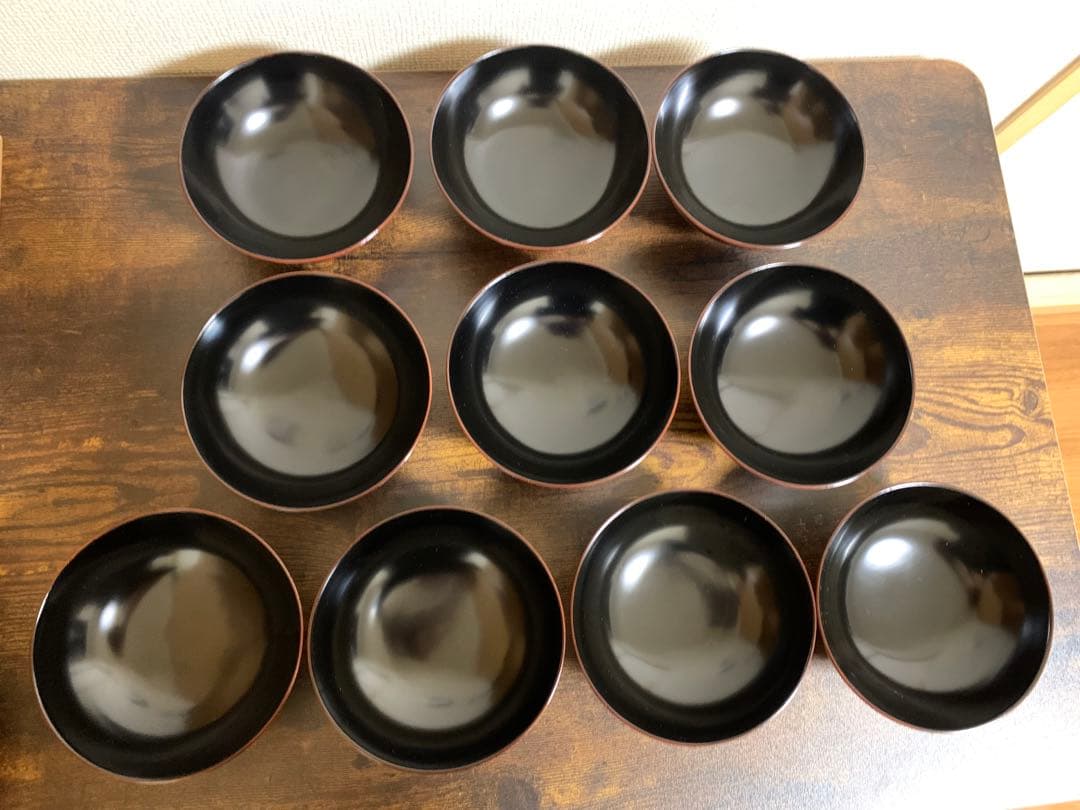 輪島塗　金彩　吸物椀10客　時代物　蓋付き椀　お椀　汁椀　椀　未使用品