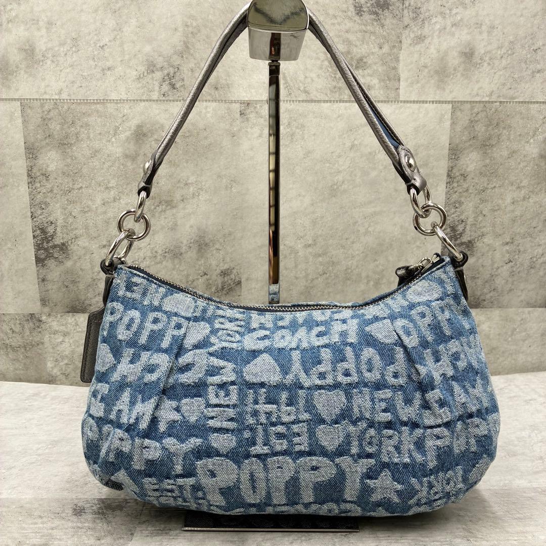 ✨稀少✨美品✨コーチ　ポピー　セミショルダーバッグ　2way ロゴ　デニム