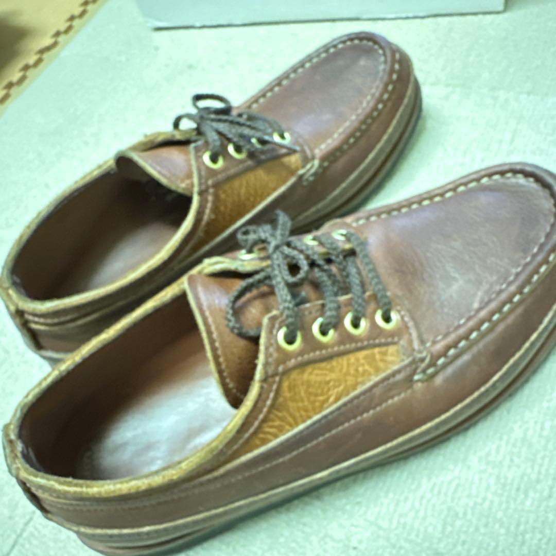 RUSSELLブラウン レザー モカシンシューズ