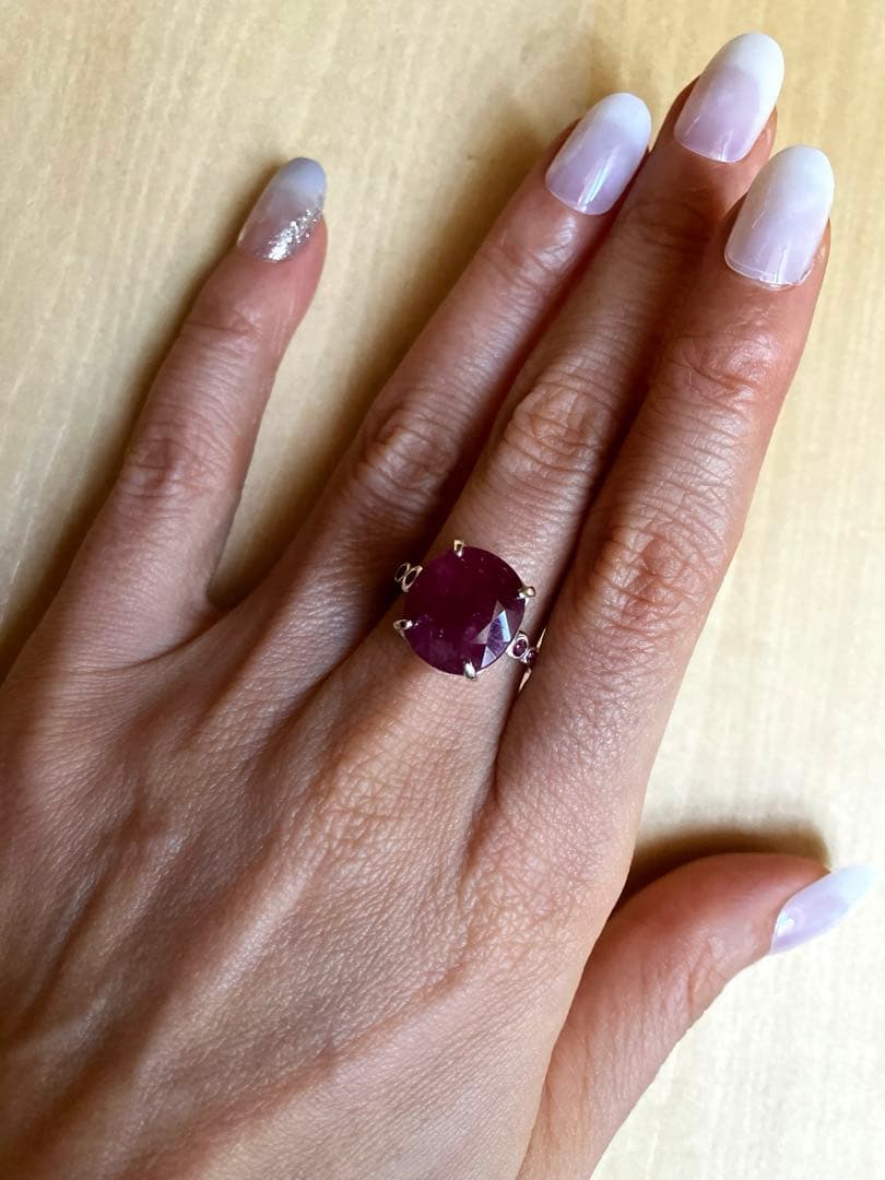 【訳あり】7ct ルビー・ロードライトガーネットリングK18WGヴェルメイユ
