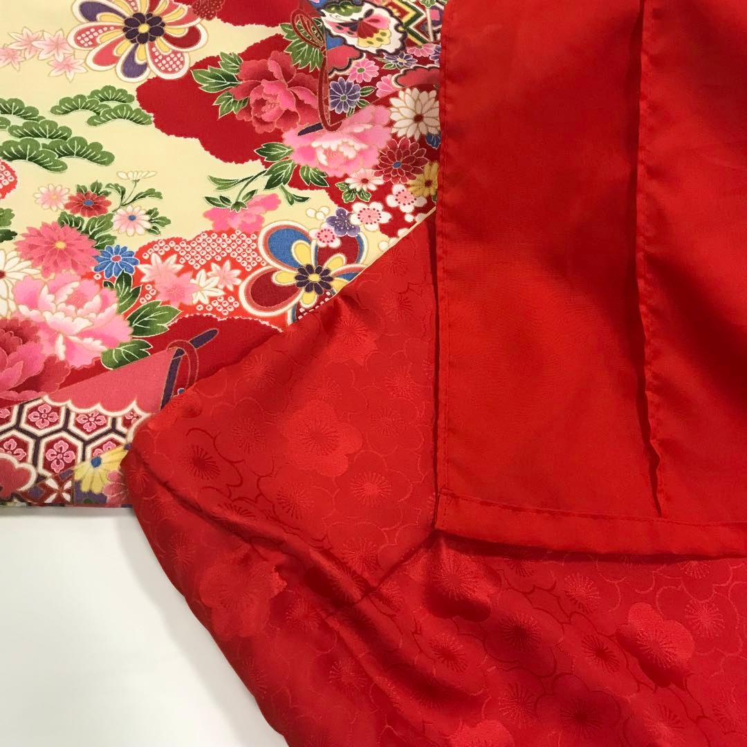 七五三　舞妓　女の子着物　アンティーク調　ちりめん　絞り柄　桜　だらり帯