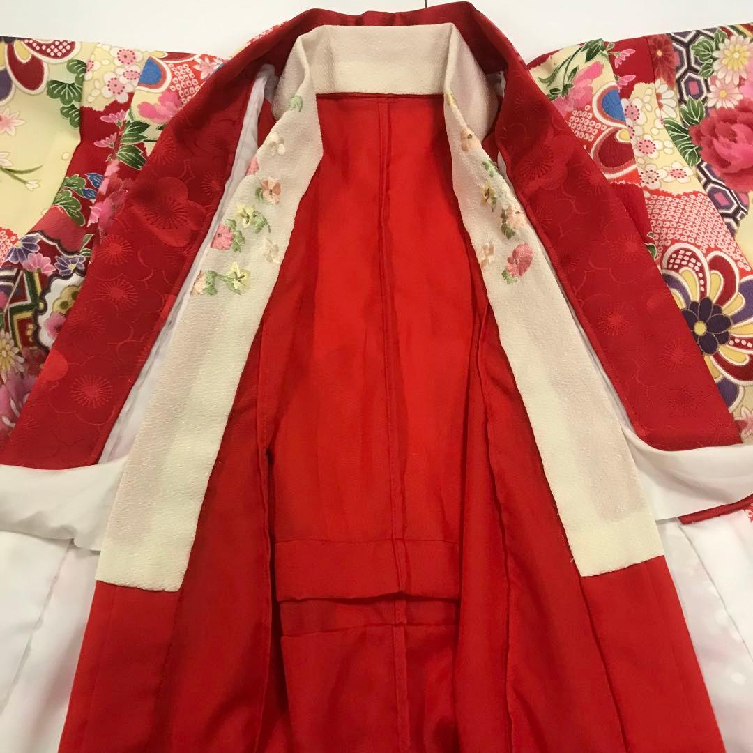 七五三　舞妓　女の子着物　アンティーク調　ちりめん　絞り柄　桜　だらり帯