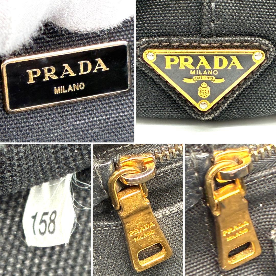 正規品 プラダ カナパ L ハンドバッグ 三角ロゴ 白タグ付 ユニセックス 黒