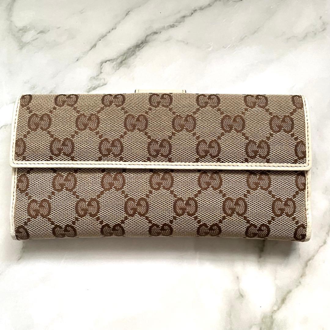 GUCCI グッチGG キャンバス　レザー　長財布　2つ折り財布 0113-⑧
