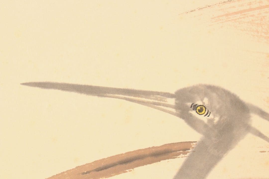 No5274 掛軸 在銘 杜飛 雙鷺図 紙本着色 中国画 唐画 鳥獣 送料無料