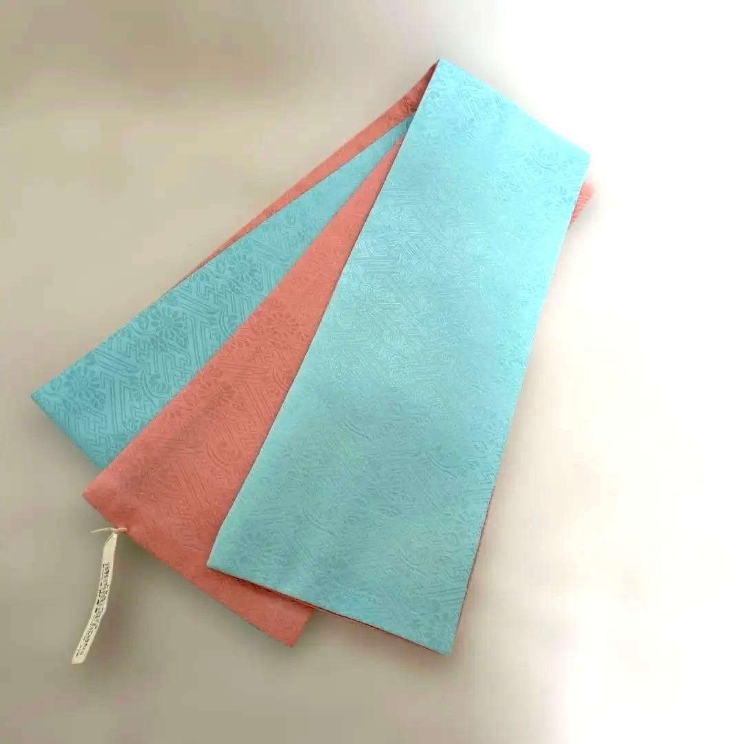 振袖用 加藤萬 伊達衿 ピンク・水色 リバーシブル 帯揚げ 総絞り