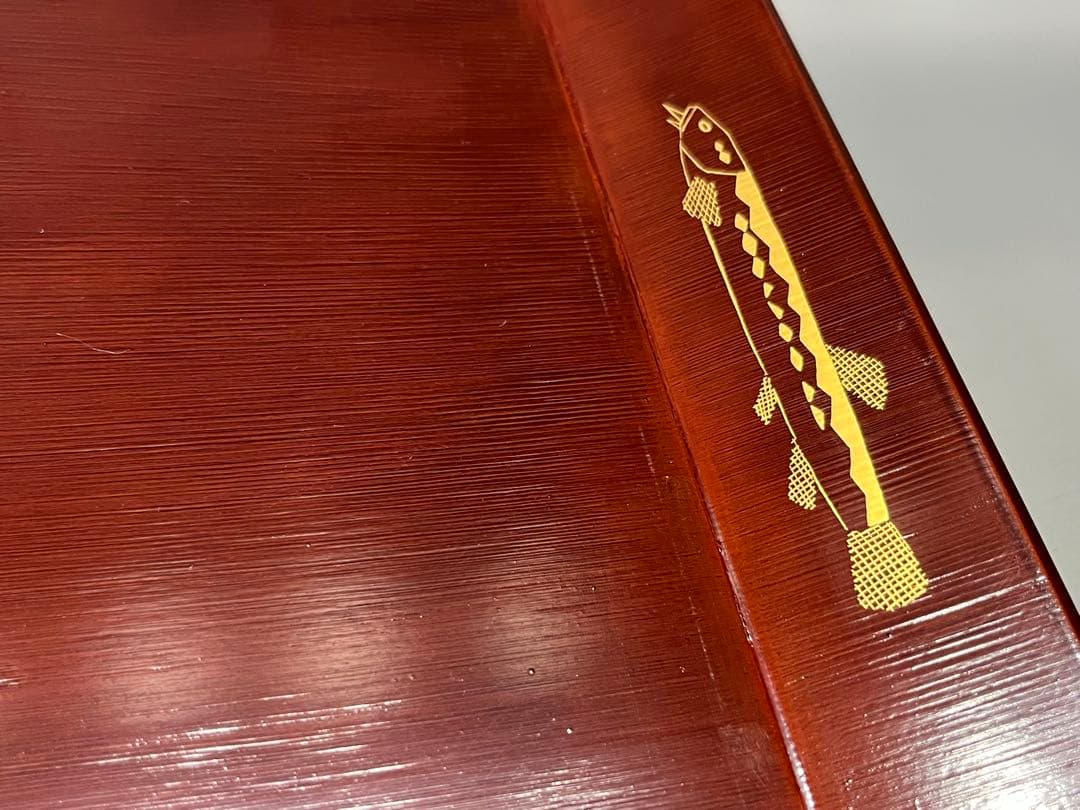 塗師　善◯作　手長膳　五枚　共箱　懐石盆