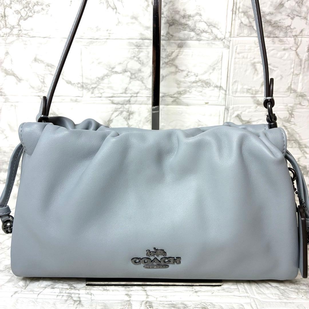 【極美品】COACH フェイ　ドローストリングバッグ　2way ブルー　グレー