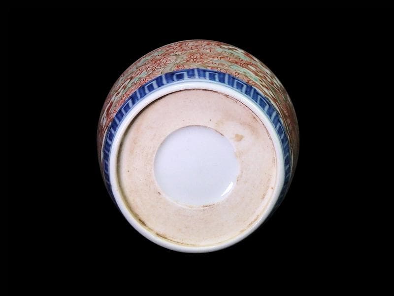 古伊万里　金襴手　松皮菱に松竹梅の図　蕎麦猪口　D385AS-CUb