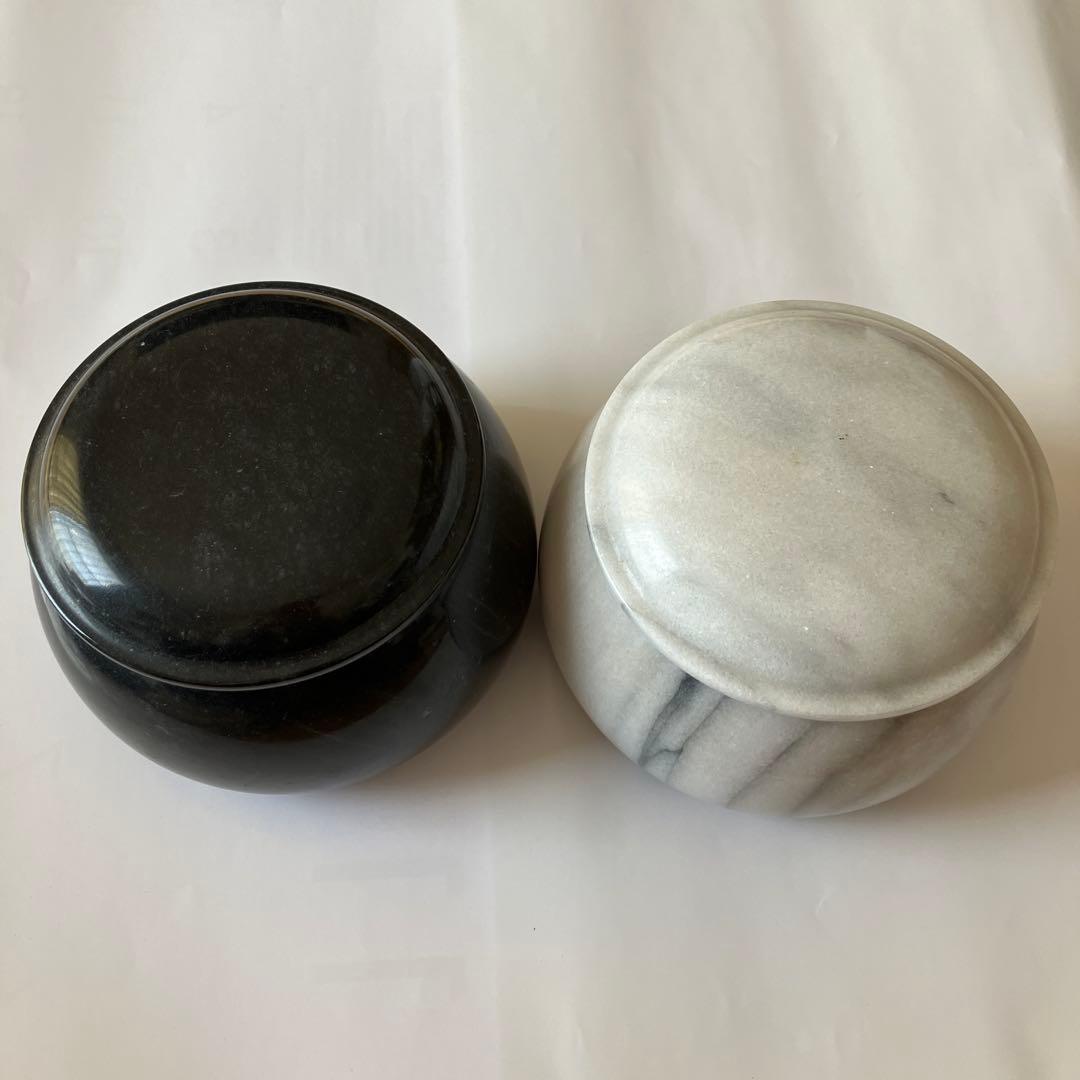 囲碁 黒白石 大理石製碁石入れ