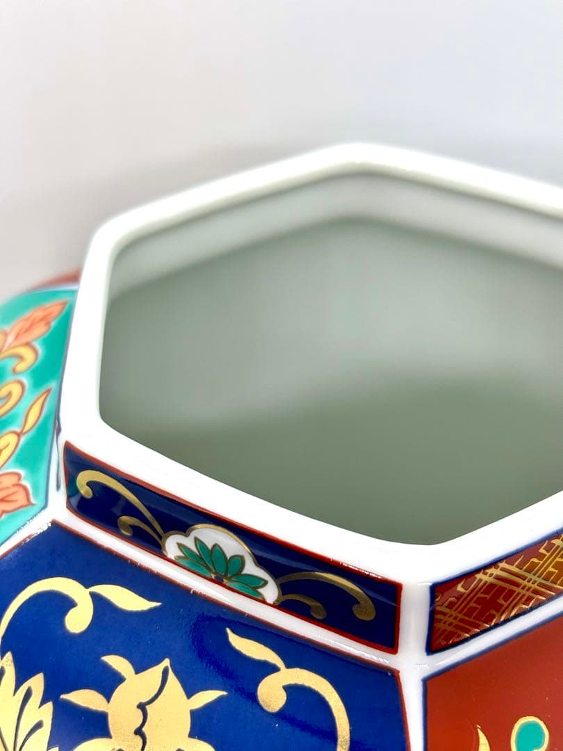 青藍窯/有田焼/金彩/壺/冠付き/古伊万里