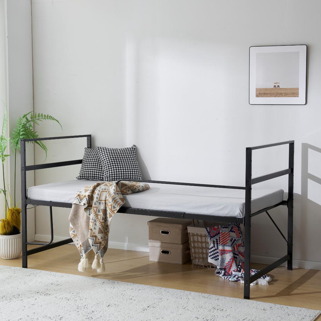 ロフトベッド パイプベッド シングル システムベッド ロータイプ Black