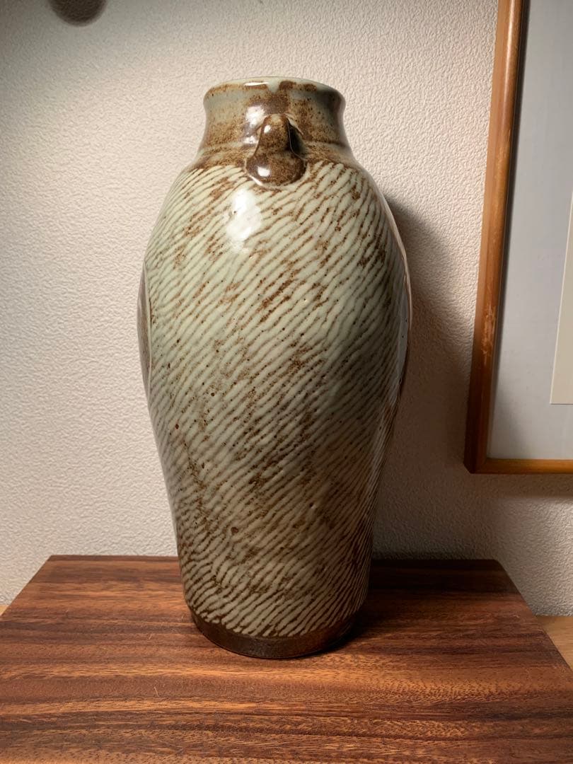 人間国宝 島岡達三 地釉象嵌縄文壺 C89】島岡達三 益子焼 地釉