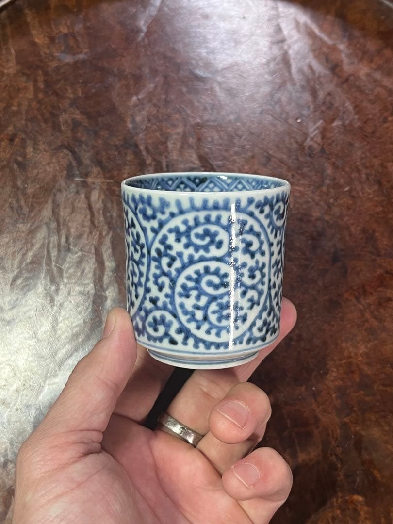 古伊万里　覗き猪口　のぞき猪口　蛸唐草　大振　無傷完品　唐草　民藝　民芸　唐草 古伊万里 覗き猪口 のぞき猪口 蛸唐草 大振 無傷完品 唐草 民藝 民芸