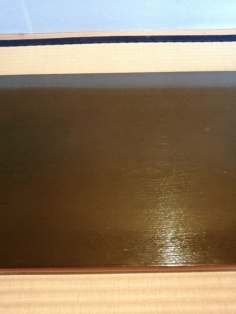 【茶道具】橋口宗榮造　藪内流 猗々斎宗匠箱書 家伝の形 青漆爪紅長板　長板80