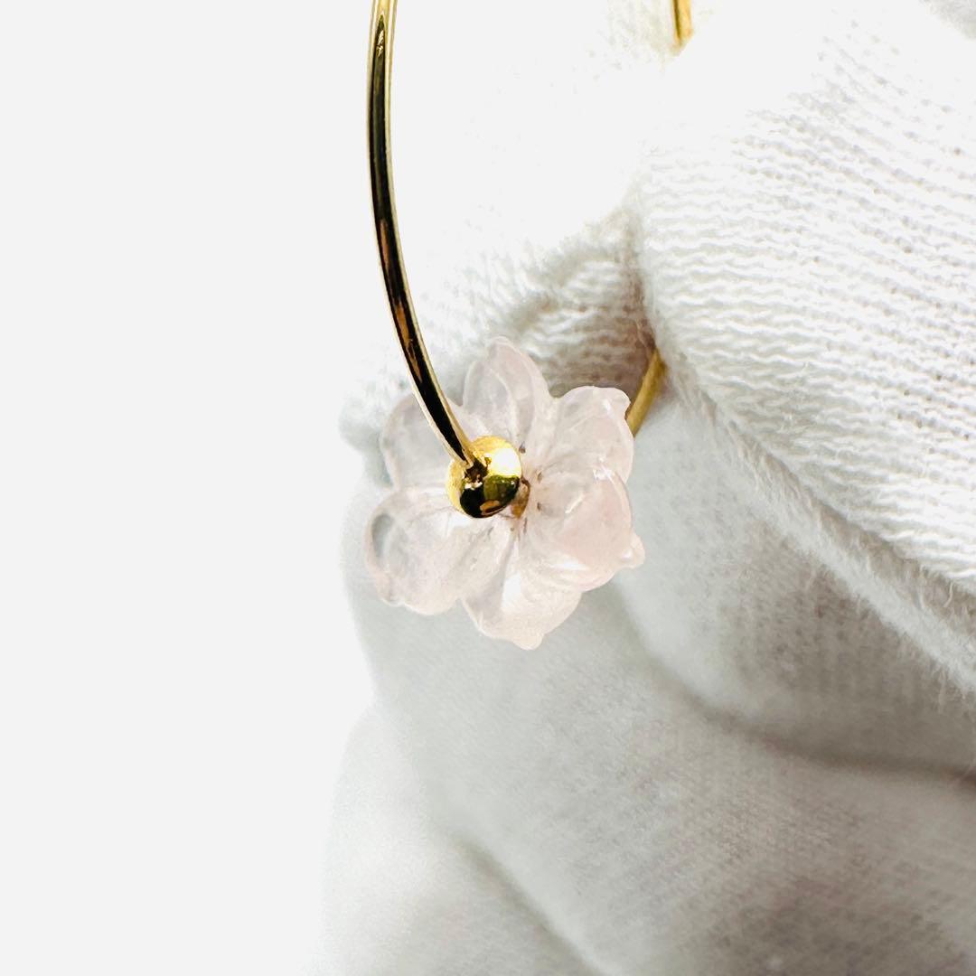 スタージュエリー k18 フープピアス バタフライ フラワー YG