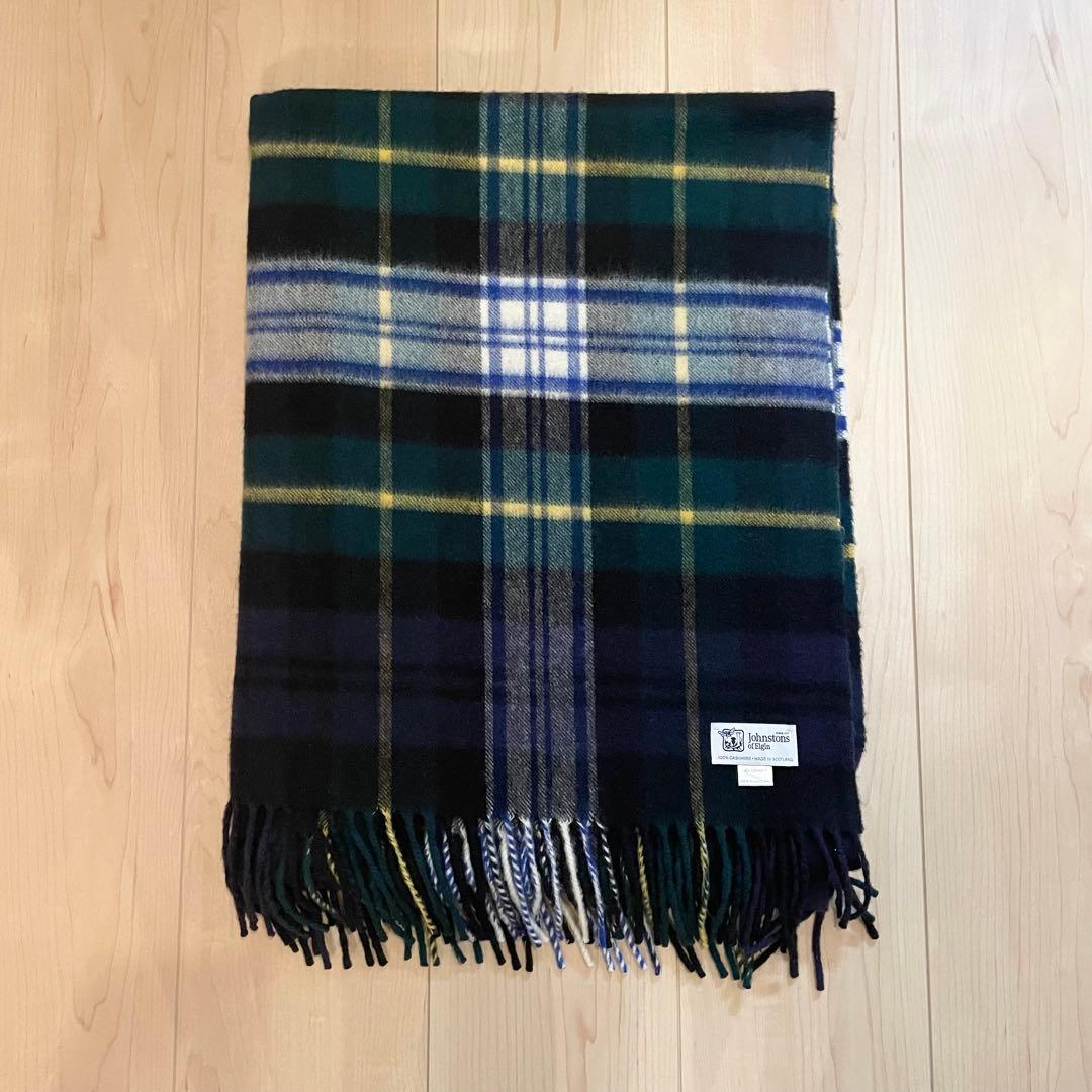 Johnstons of Elgin カシミヤマフラー チェック柄大判