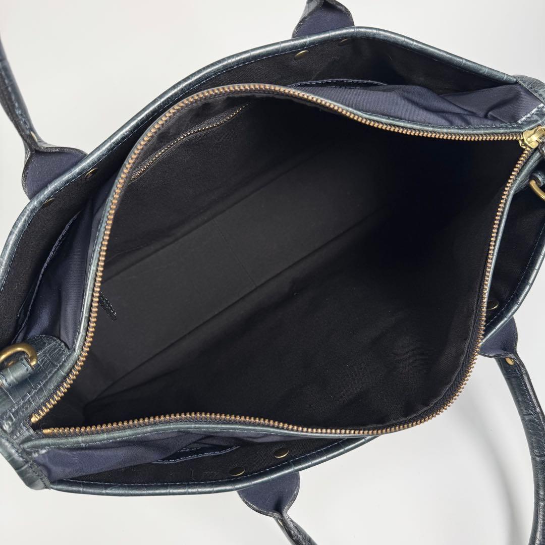 フェリージ ブリーフケース 1731 レザー クロコ A4 ネイビー ビジネス