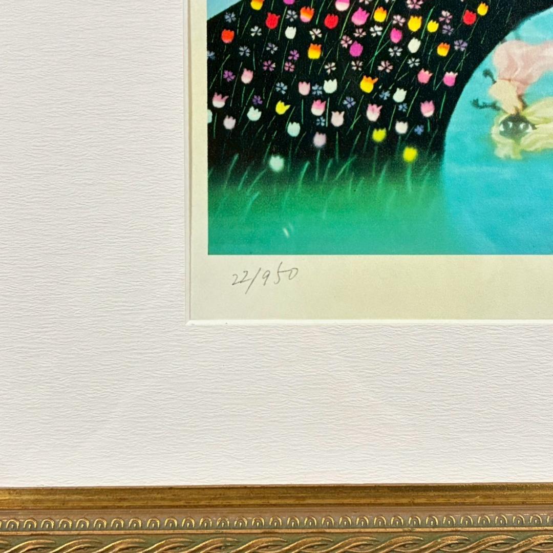 美品 藤城清治「春のデュエット」レフグラフ 直筆サイン入 証明シール