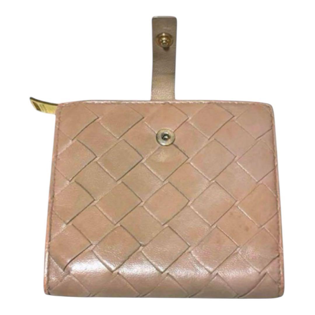 ボッテガヴェネタ 折り財布 マキシイントレチャート レザー ベージュ