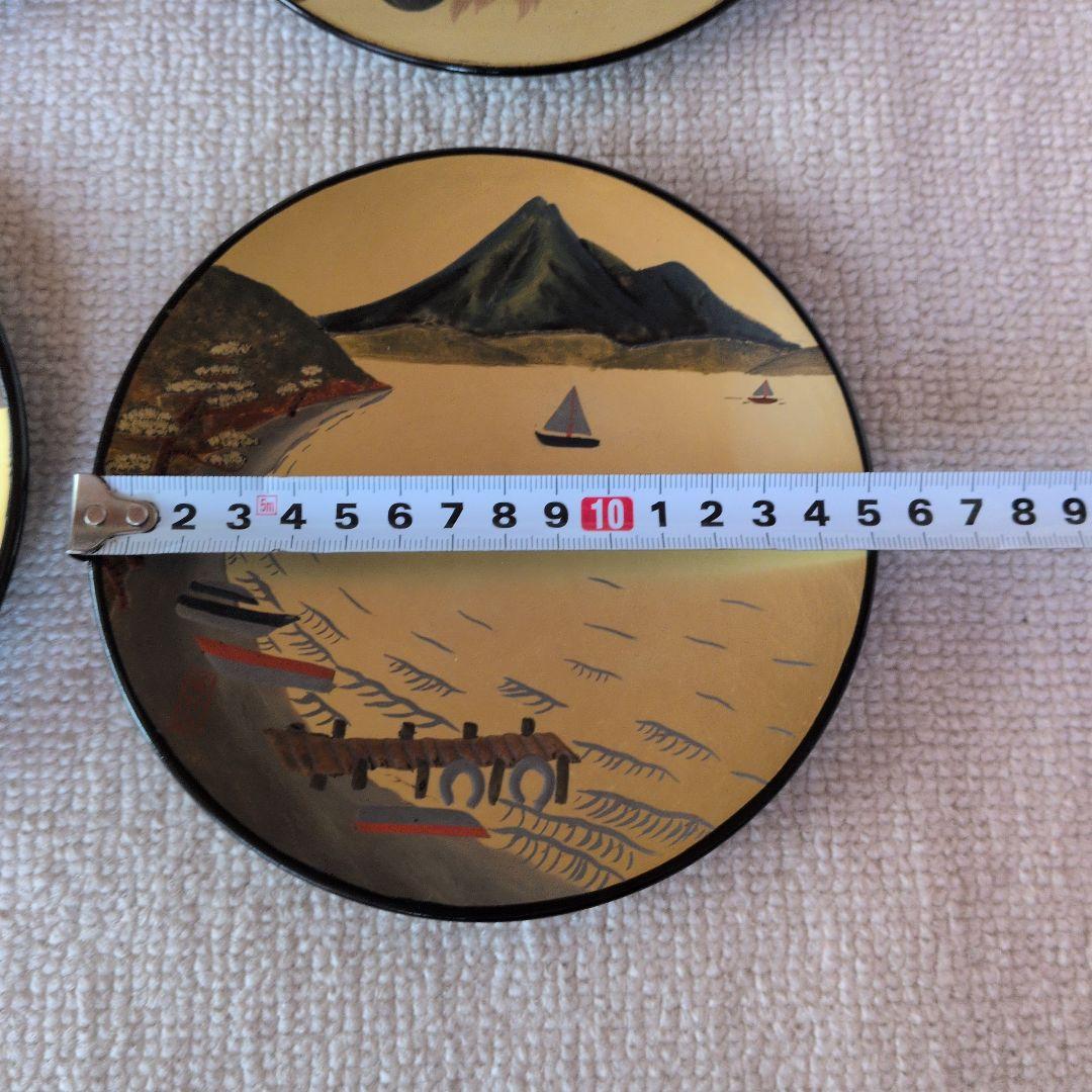 金地　金魚・猪苗代湖デザイン　金色小皿　8枚セット