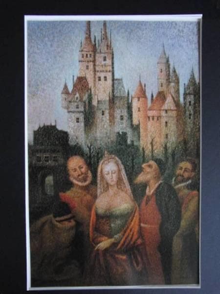 西村　龍介、古城幻影、希少な額装用画集より、新品高級額装付、状態良好