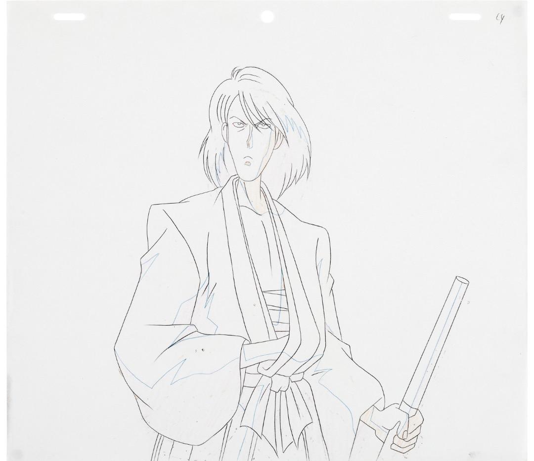 ルパン三世 五ェ門 セル画（制作背景・作画付き、1990年代頃 2点）