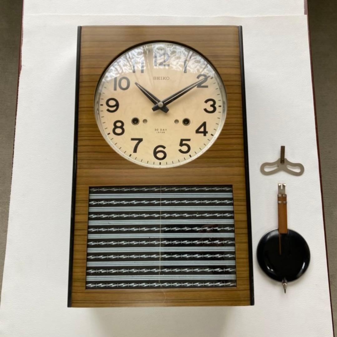 SEIKO セイコー 振り子時計 掛け時計 柱 木製 当時物 昭和レトロ 稼働品