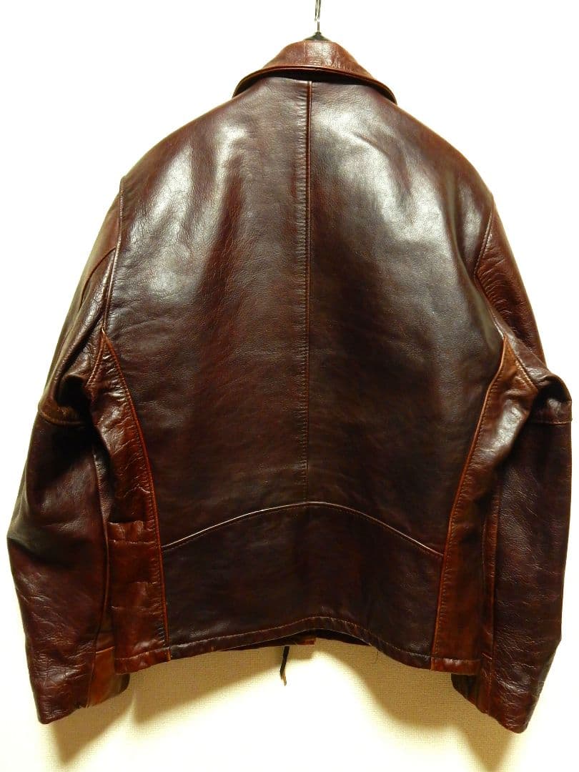 ショットschott襟付シングルライダース634トラッカージャケット40赤茶