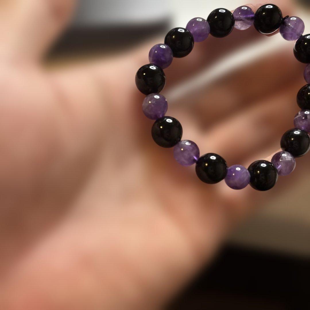 モリオンとアメジストのブレスレットたん！浄化の組み合わせ！