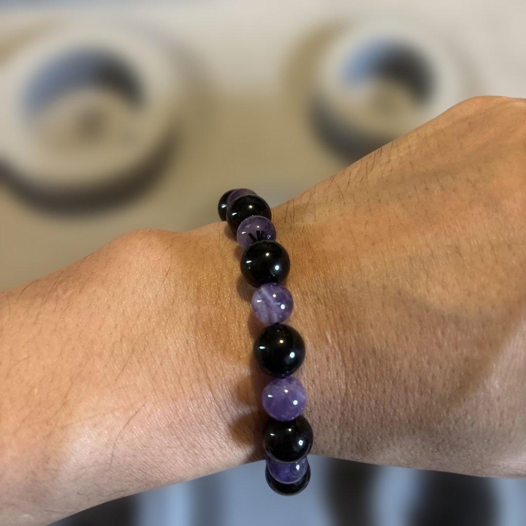 モリオンとアメジストのブレスレットたん！浄化の組み合わせ！