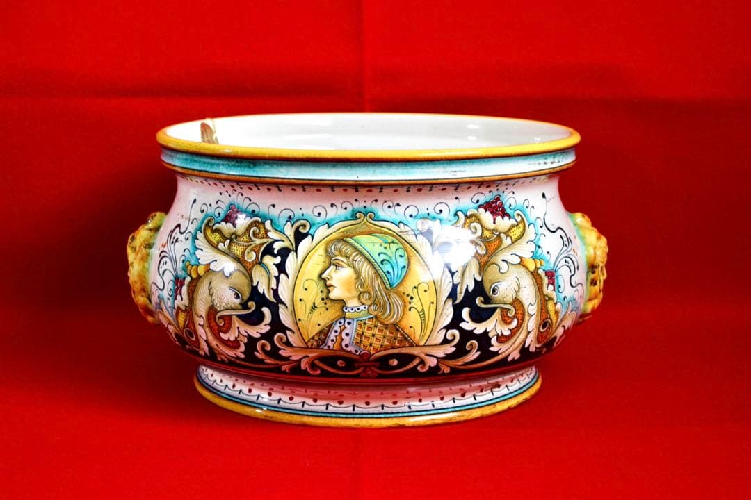 イタリア雑貨【デルータ マヨルカ焼き 蓋付きセンターピース