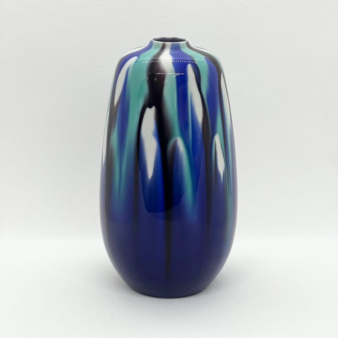 九谷焼 人間国宝 三代 徳田八十吉 耀彩 金銘 壺 花器 共箱 共布 陶歴付き