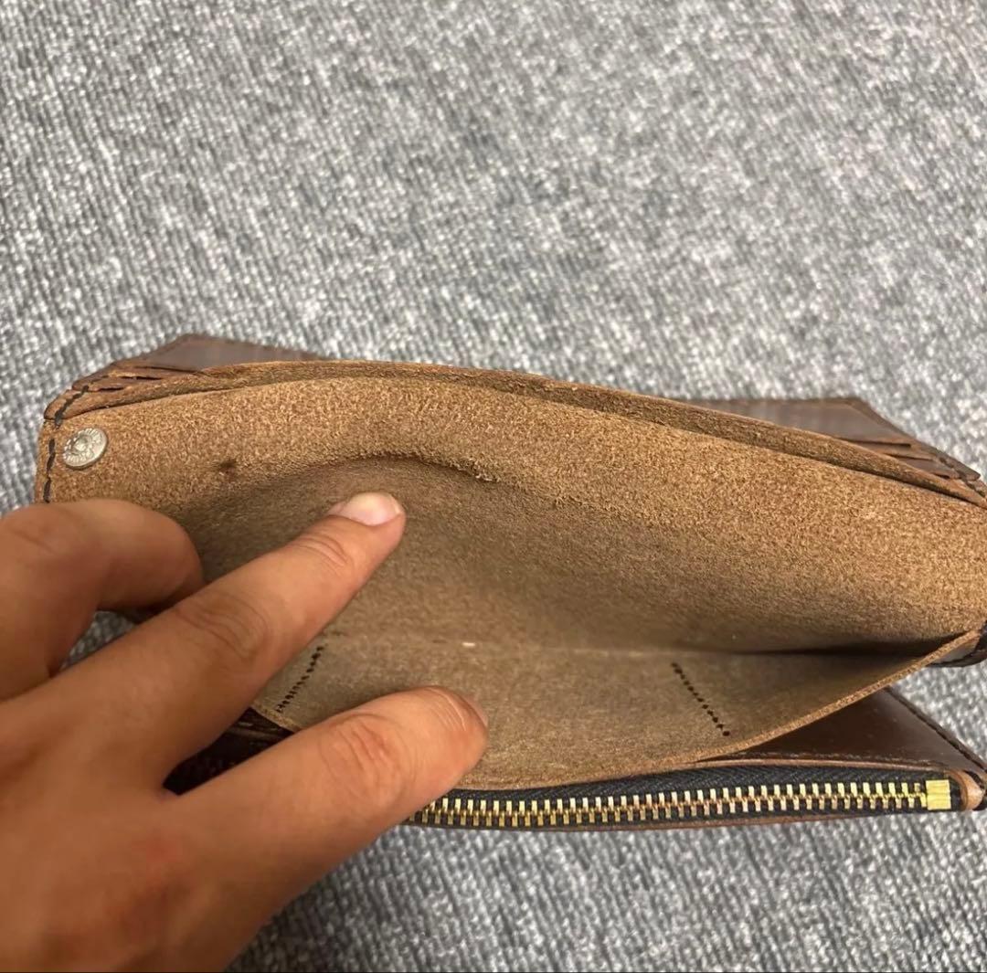 アイアンクロススタッズ付き長財布 クロムエクセルレザー　ブラウン　森下直哉