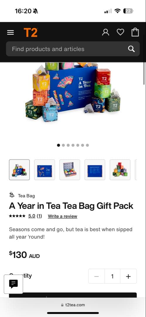 T2 A Year in Tea ギフト 120ティーパック オーストラリア チャイ