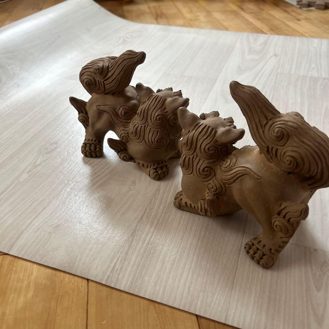 美品　置物、魔除け　沖縄　シーサー　ペア
