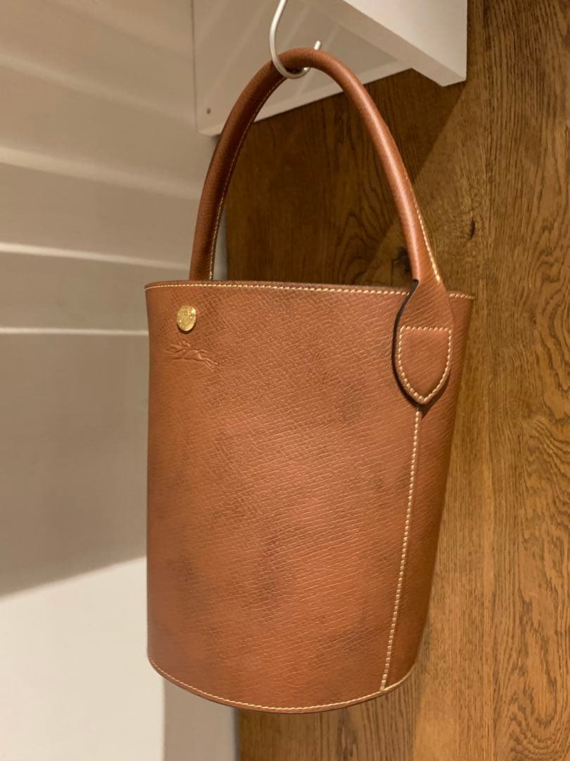 【極美品】LONGCHAMP CuirdeRussieブラウンレザーハンドバッグ