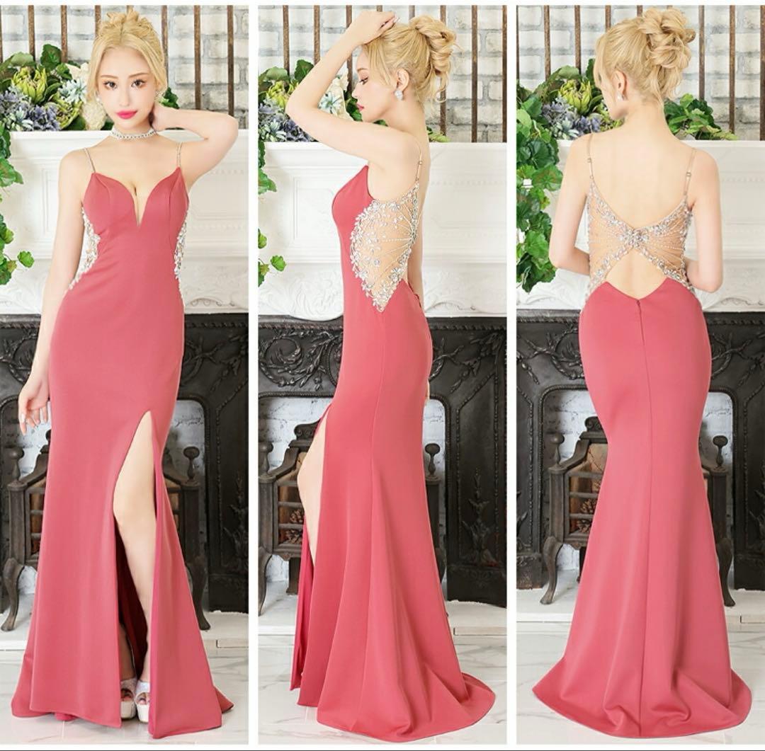 AngelR/バックチェーン /ロングドレス /パールビジュー/タイト/ドレス