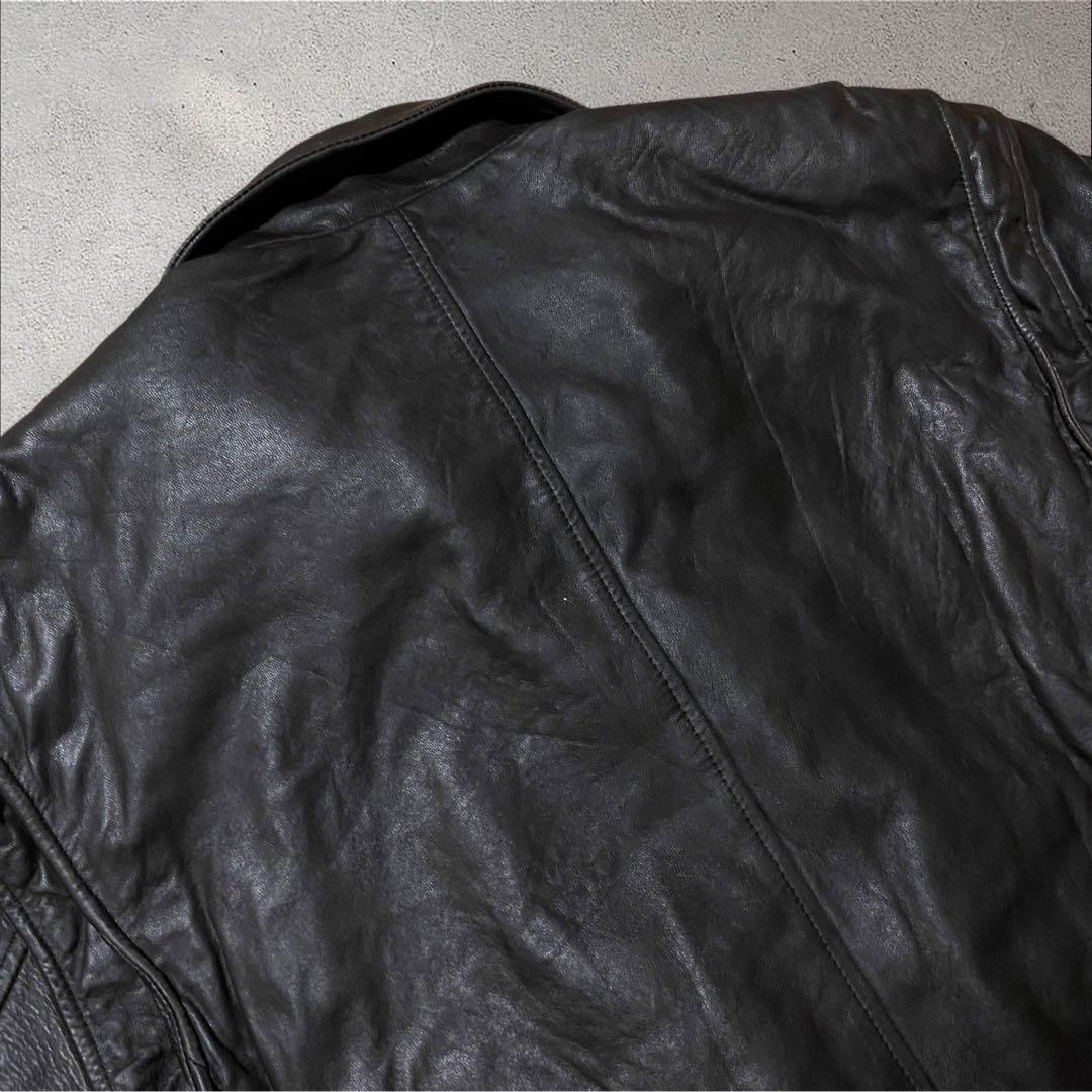 マベレザーA2ブラックスウィングトップスタンドカラー短丈本革ハイネックブル